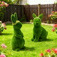 thumbnail image 5 of Easter Furry Flocked Bunny, Faux Moss Rabbit Easter Table Decor, Moss Bunnies Rabbit Holiday Easter Figure Statue Spring Table Garden Easter Decorations, 5 of 6