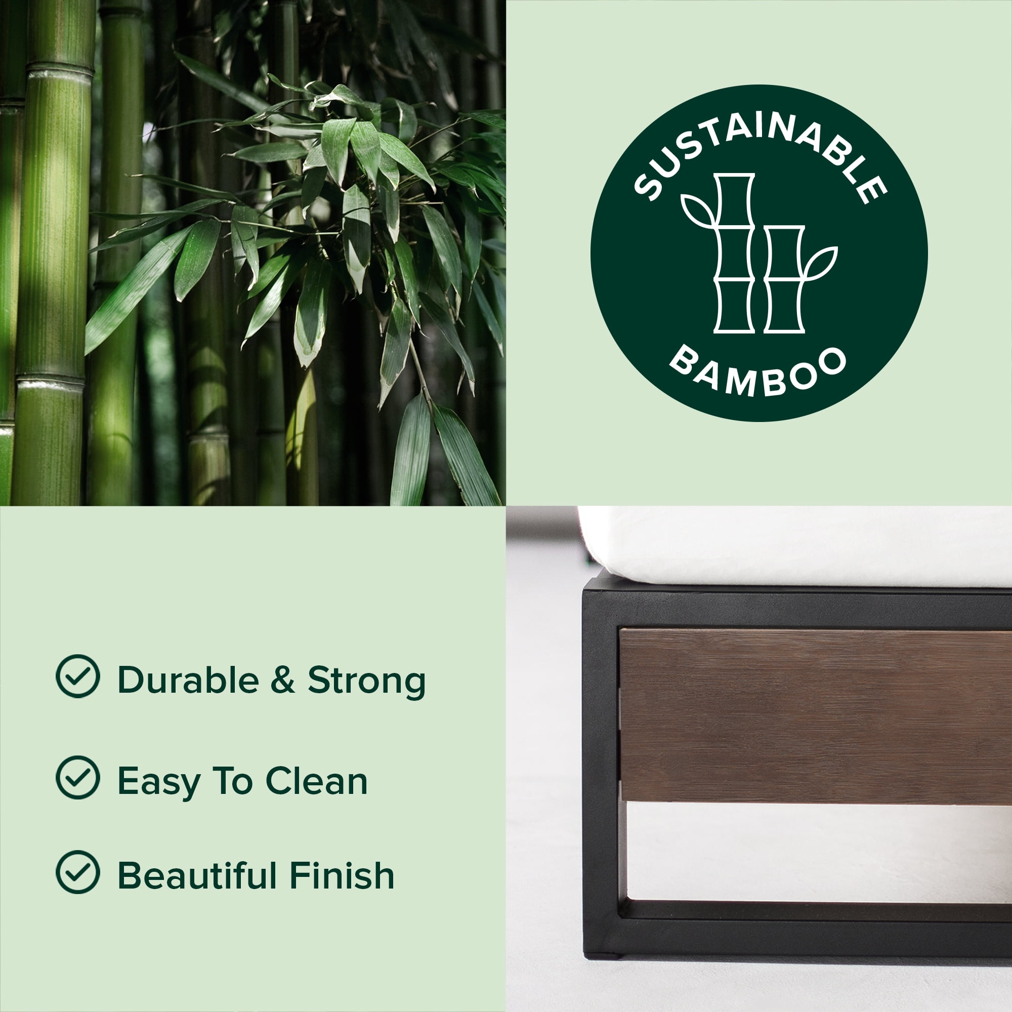 Zinus Good Design Winner Suzanne 6" Bamboo and Metal Platform Bed - Grey Wash, Twin