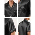 thumbnail image 6 of INSPIRE CHIC Men's Classic Satin Pajama Sets Short Sleeves Button Down Nightwear Sleepwears Loungewear S Black, 6 of 7