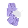 thumbnail image 1 of PEASKJP Short Set for Girls Summer Clothes Knit Cotton Outfits Infant Short Set,Purple 6Y, 1 of 4