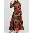 thumbnail image 2 of Vestido largo vintage para mujer, estilo bohemio, con estampado floral, ajustado, con cremallera, cuello vuelto, chaqueta de manga larga para mujer 2024, gabardina para mujer, 2 of 5
