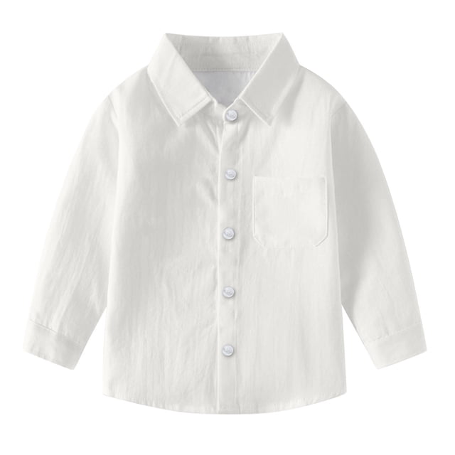 vdgthytj Toddler Baby Boys Girls Button down Shirts Kids Collared Long Sleeve Uniform Dress Shirt Tops Spring Fall Clothes