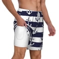 thumbnail image 3 of Picia Anchors pattern Mens Swim Trunks with Compression Liner Stretch Beach Shorts Quick Dry with Zipper Pockets No-Chafing Board Shorts-Medium, 3 of 9