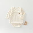 thumbnail image 2 of ZHOGXU Kids Boys Girls Summer Romper Thin Long Sleeve Cartoon Print Comfortable Breathable Bodysuit For Casual Daily Wear,Beige,4-8 Months, 2 of 3