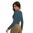 thumbnail image 6 of Womens Long Sleeve Shirts Basic Crop Tops Going Out Fall Fashion Underscrubs Layer Slim Fit Tops, 6 of 6