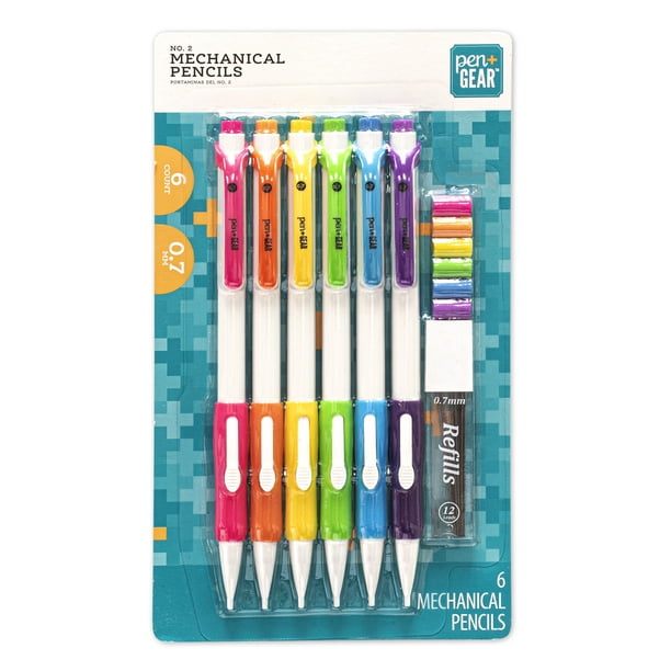 Pen+Gear 2 Mechanical Pencils, 6 Count with 12 Bonus 0.7mm Lead and 6