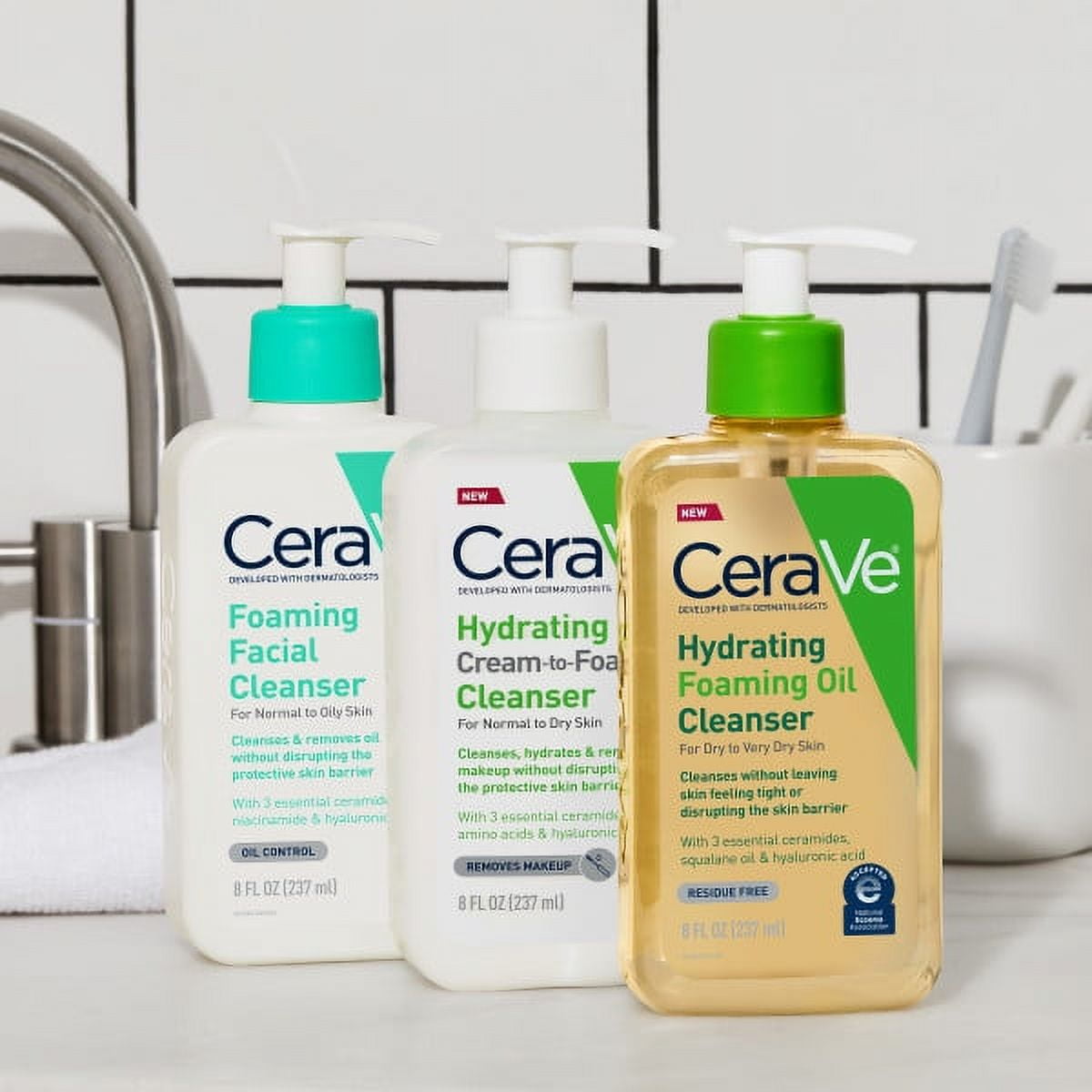 CeraVe Hydrating Foaming Oil Cleanser, Daily Face Wash For Dry to Very Dry Skin, 8 fl oz