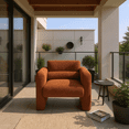 thumbnail image 3 of Homy Casa Modern Accent Chair with Wide Arms, Upholstered Reading Armchair, Rust Red Bouclé, 3 of 8