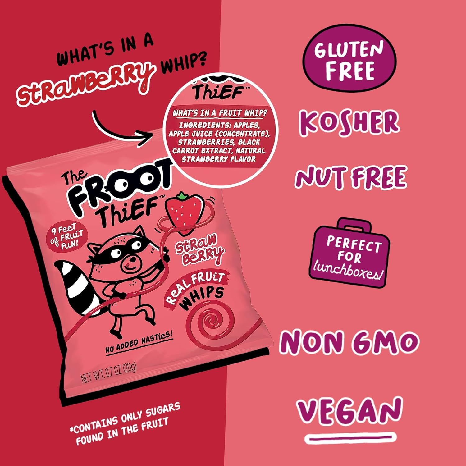 (Pack Of 24) The Froot Thief Fruit Whip Strawberry 0.7 Oz