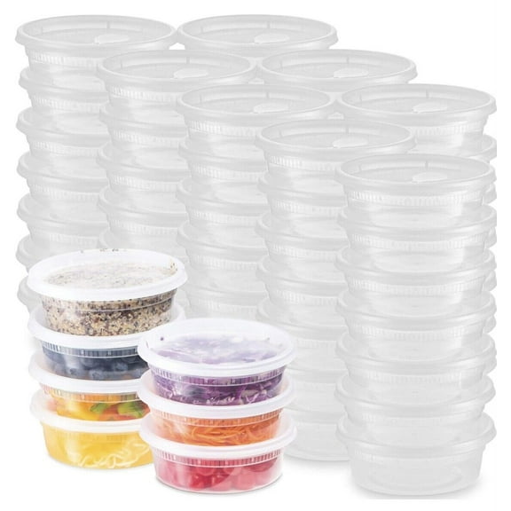 8 oz Deli Plastic Food Microwavable Storage Containers With Lids BPA FREE
