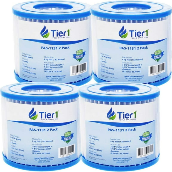 Tier1 Pool & Spa Filter Cartridge 4-pk | Replacement for Pleatco PBW4PAIR, Unicel C-4313, Filbur FC-3753 and More | 6 sq ft Pleated Fabric Filter Media