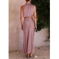 thumbnail image 2 of PRETTYGARDEN Women's 2 Piece Satin Outfits Summer Sleeveless Mock Neck Crop Tops and Long Skirt Dress Sets, 2 of 7