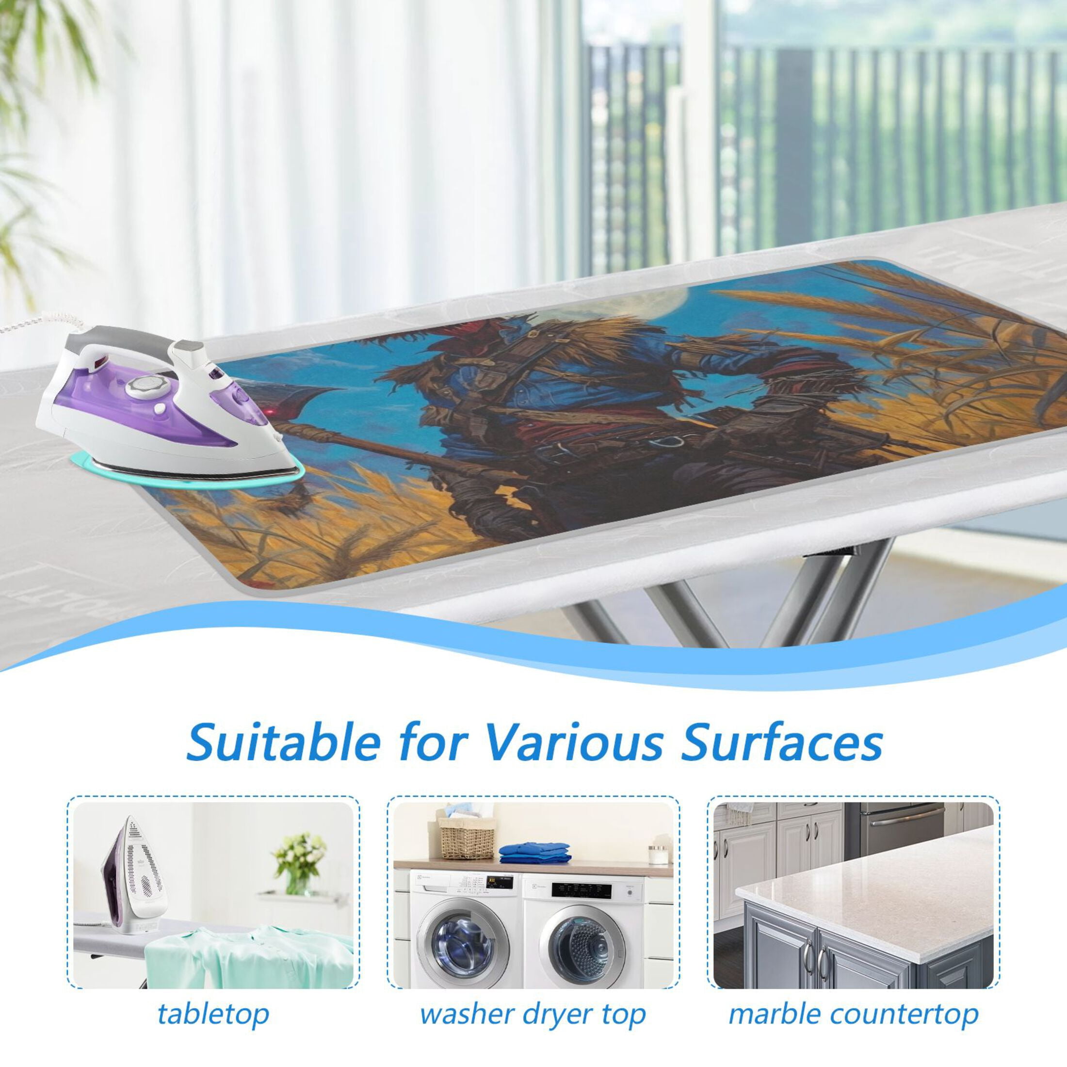 Halloween Scarecrow Resurrection Ironing Mat Blanket for Table Top Travel Portable Ironing Board Pad 47.2x27.6 Inch