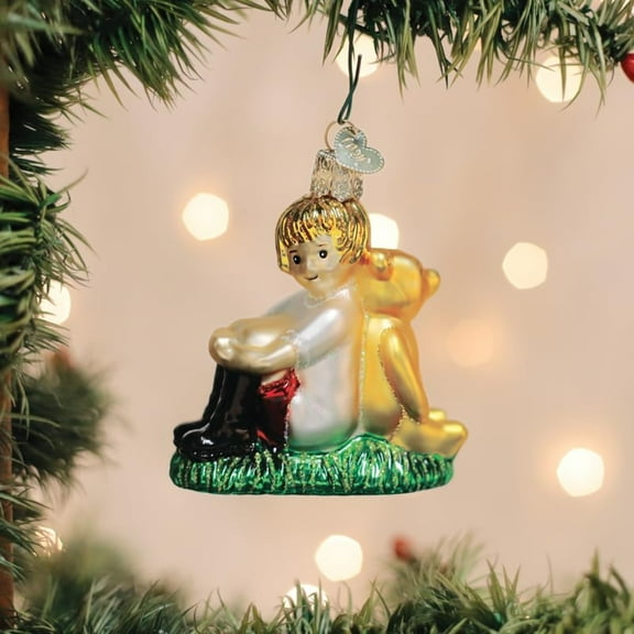 Winnie and Christopher Robin Glass Ornament
