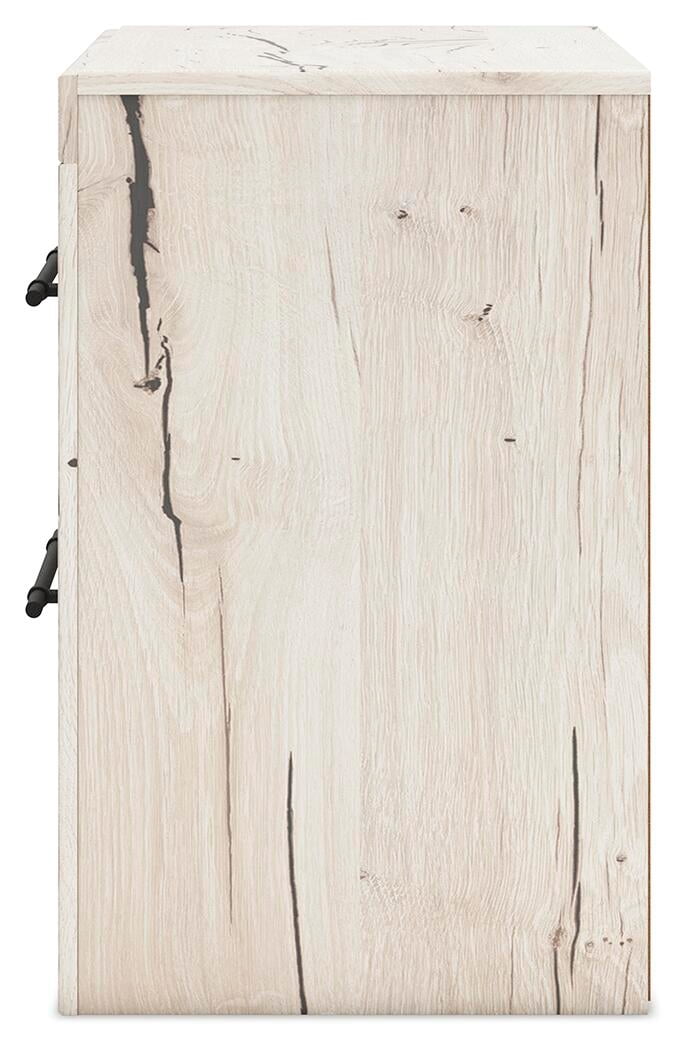 Signature Design by Ashley Lawroy Rustic Farmhouse 2 Drawer Nightstand with USB Charging Ports, Light Brown