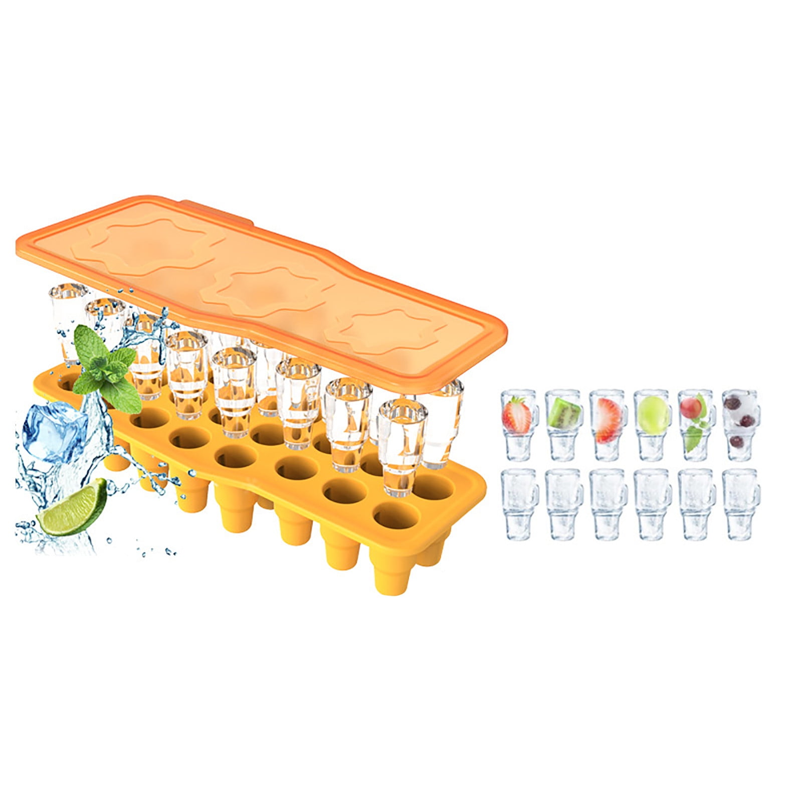 Leatfisat Ice Cube Tray, Silicone Ice Cube Molds With Lid For Tumbler, For Chilling , Cocktails, Drinks, Coffee, Easy Fill And Release Ice Maker