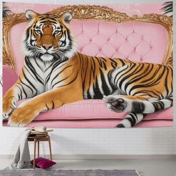 Autua Animal tapestry, tiger lying on sofa, wall hanging, bedroom home dƩcor, tapestry, aesthetics, picnic wall decoration, dormitory wall, art, living room 40x30inch