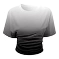 thumbnail image 4 of TrendOFT Ruched Shirts for Women Gradient Color Crew Neck Half Sleeve Summer 2026 Casual Cinched Waist Crop Tops Black L, 4 of 4