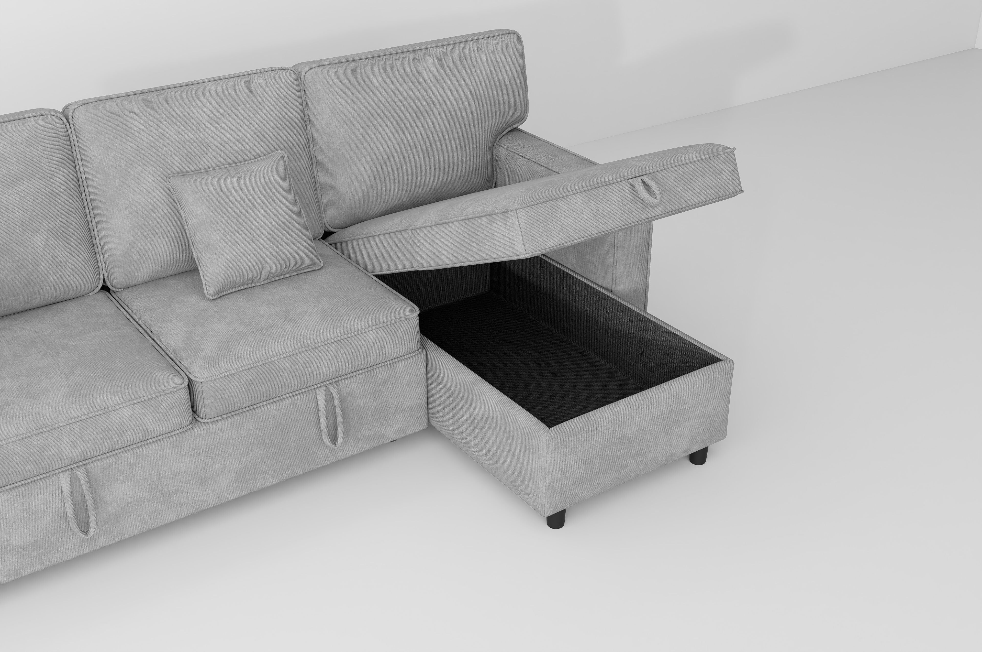 avobird 89'' Pull Out Sofa Bed, L Shaped Sleeper Sofa with Flip-Down Center Console & Charging Ports, Chenille Convertible Sofa for Apartment/Living Room