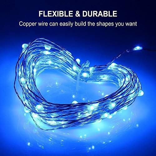 Jmexsuss 2 Pack Solar String Lights Outdoor 65 6ft 0 Led Blue Solar Powered Fairy Lights 8 Modes Waterproof Copper Wire Fairy Lights For Home Garden Patio Wedding Party Christmas Decoration Walmart Com