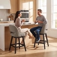 thumbnail image 3 of EOP 26'' Swivel Counter Height Bar Stools Set of 2, Modern Upholstered Bar Stools with Curved Back and Solid Wood Legs, Bar Chairs for Kitchen Island Home Bar, Camel, 3 of 11