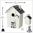 thumbnail image 6 of Bird House with Black Stepped Roof, Rustic Beige, Modern Farmhouse Panels, Applied Arched Window Details, Perch, 8 Inches, 6 of 6