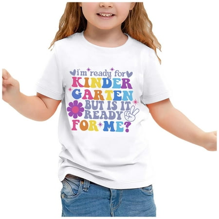 

Toddler Baby Girl Summer Clothes Shirts For Kids Print Shirt Kindergarten Shirts For Girls Kids Back To School T Shirt Children School Tee 3-4 Years