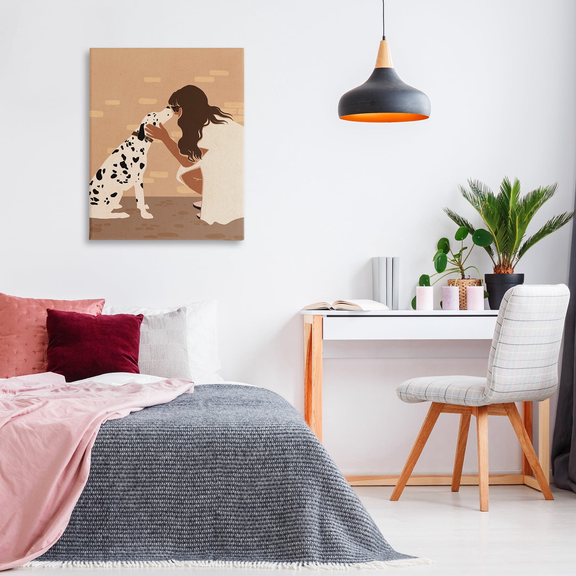 Stupell Industries Girl Hugging Dalmatian People Painting Wrapped Canvas Art Print Wall Art, 30 x 40