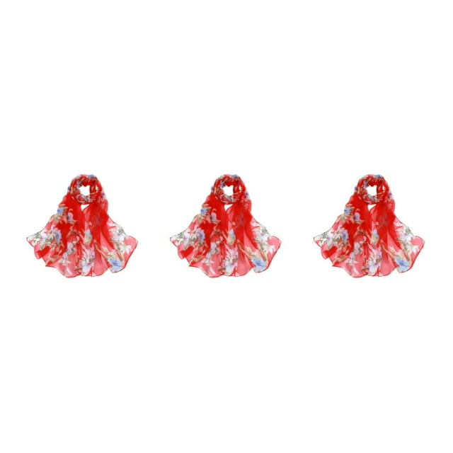 Baohd Cloth Flower Scarf Soft And Breathable Summer Accessory For Elegant And Fashionable Looks Wide red 3Set