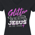 thumbnail image 4 of Inktastic Glitter Jesus Women's V-Neck T-Shirt, 4 of 5
