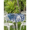 thumbnail image 4 of Outdoor Tablecloth with Umbrella Hole Zipper Modern Tree Branches Round Tablecloth 60" Waterproof Outside Table Cloth Contemporary Sky Blue Botanical Patio Table Cover Tablecloths for Picnic Party, 4 of 8