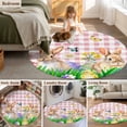 thumbnail image 5 of Round Rug 7Ft Washable Non-Slip, Easter Bunny Circle Area Rugs for Living Room Bedroom, Spring Easter Eggs Floral Pink Plaid Indoor Floor Mats Carpet Runner for Home Decor Aesthetic, 5 of 8