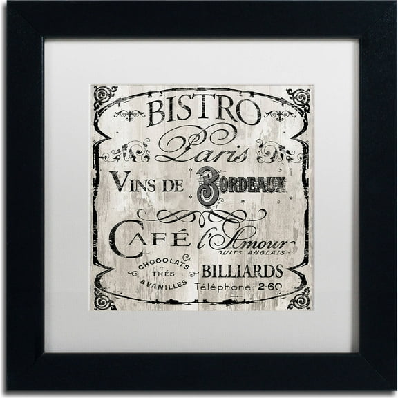 Trademark Fine Art "Paris Bistro III" Canvas Art by Color Bakery, White Matte, Black Frame