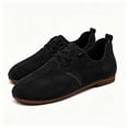 thumbnail image 6 of Womens Leather Sneakers Wide Toe Box Oxfords Flats Dressy Comfortable Round Toe Non Slip Business Work Loafers Retro Casual Lace up Soft Soled Cushion Lightweight Shoes Black 9.5, 6 of 6