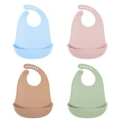 4Pcs Cute Silicone Baby Bibs for Babies & Toddlers Waterproof, Soft,BPA Free (10-72 Months,Unisex)