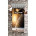 thumbnail image 3 of Ambesonne Galaxy Quilted Bedspread Set 2 Pcs, Moons Universe Earth, Twin Size, Yellow White Brown, 3 of 3