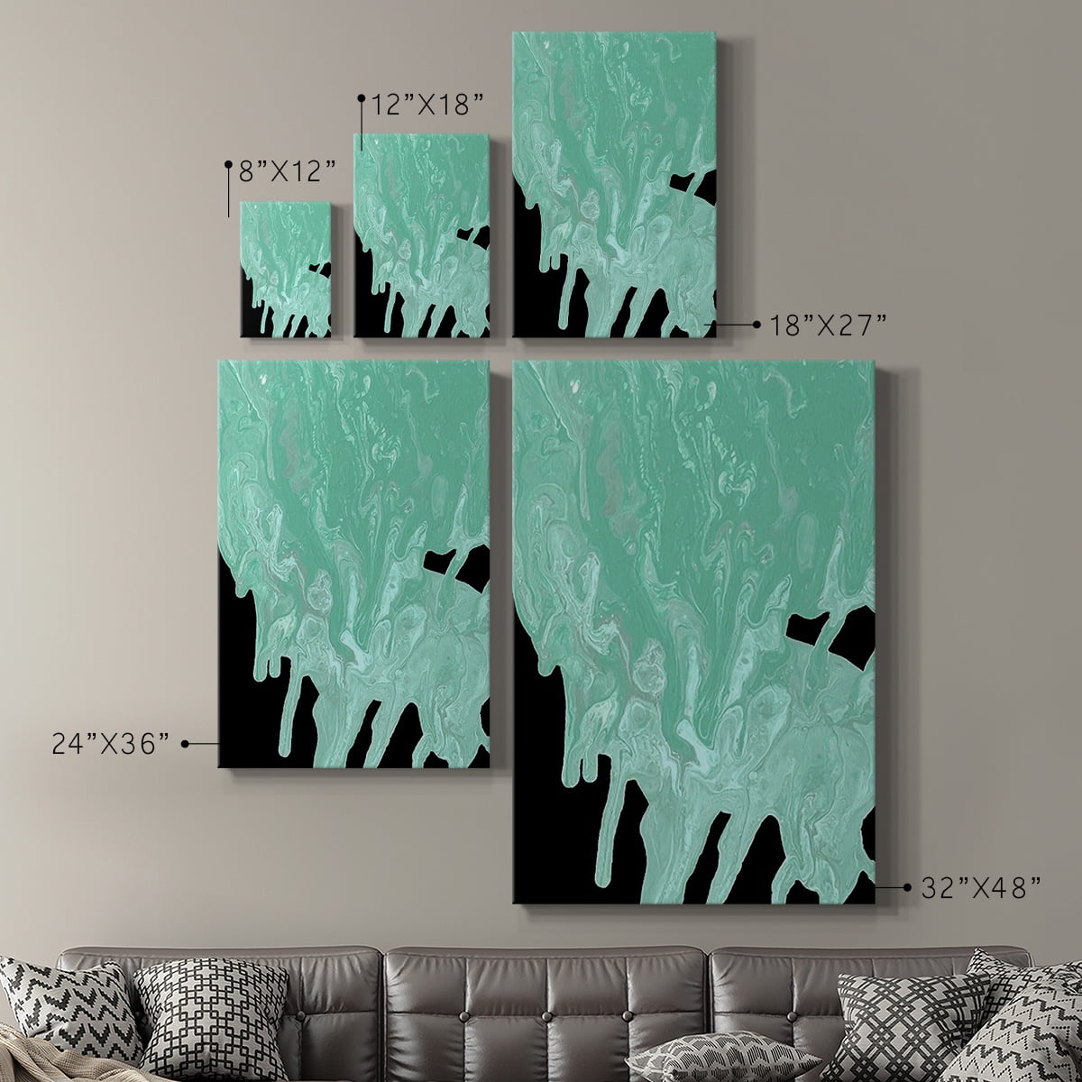 Teal Cascade I Premium Gallery Wrapped Canvas - Ready to Hang