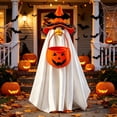 thumbnail image 7 of Halloween Ghost Costume Set for Porch, Orange Flowing Cape with Pointed Hat and Tote Bag, Spooky Garden Statue Outfit, Festive Fall Yard Decoration Dress-Up Kit, 7 of 7