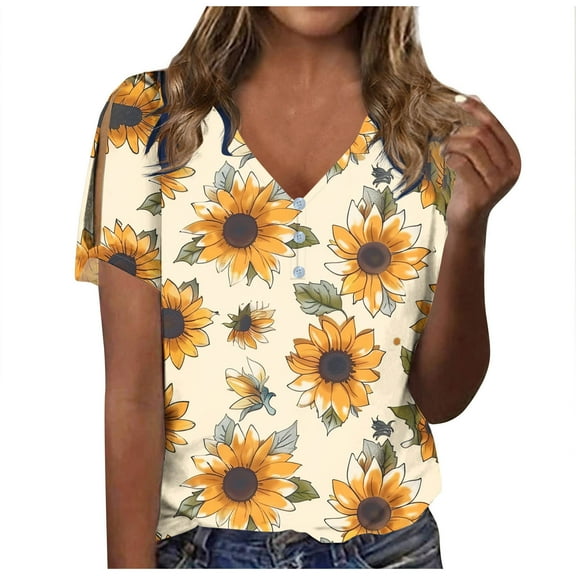 White Summer Tops for Women 2025 Womens T Shirts Graphic Funny Short Sleeve Button Up Shirts for Women Print