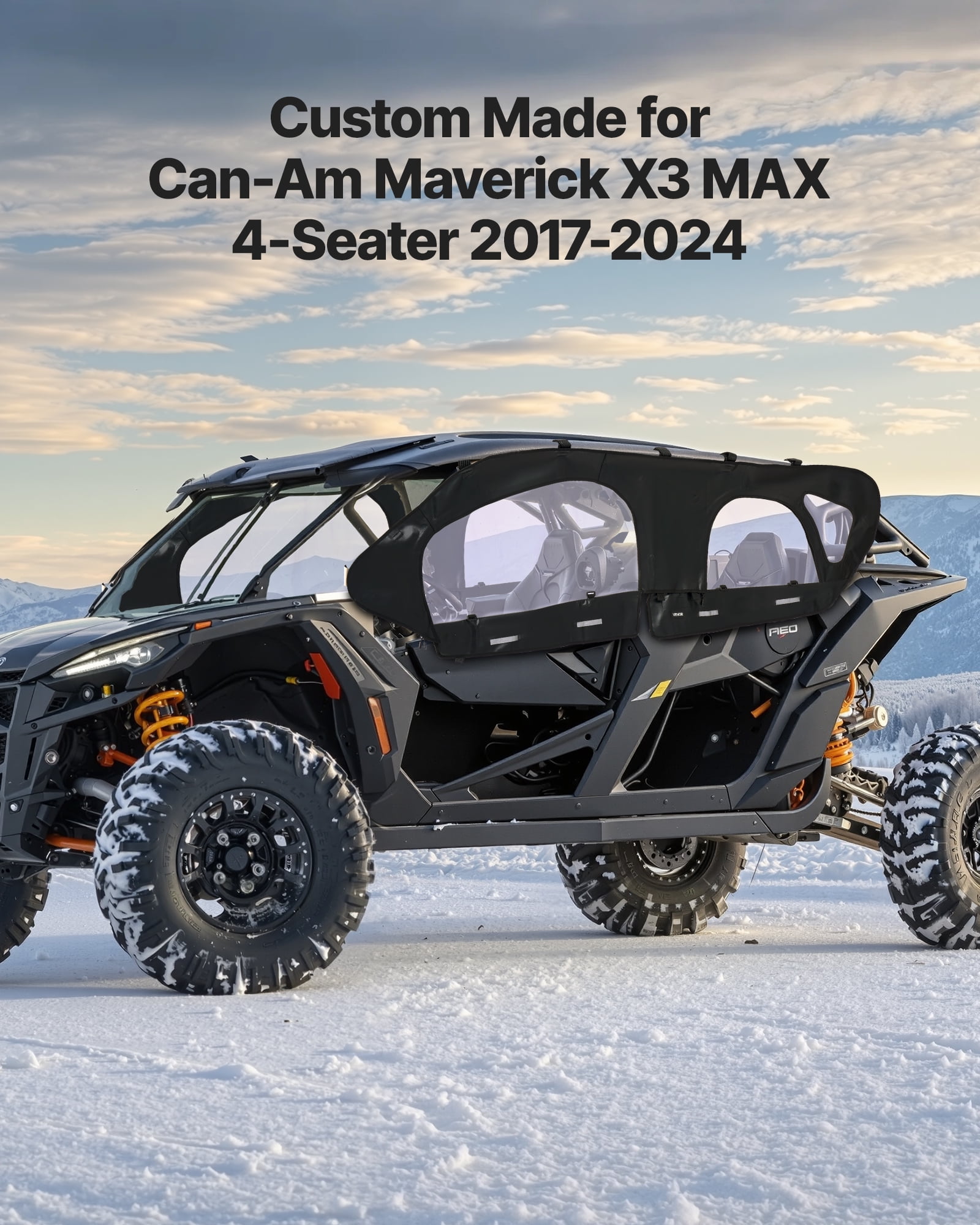 VEVOR Cab Enclosure Upper Doors, Compatible with Can-Am Maverick X3 MAX 4-Seater 2017-2024, Soft Upper Doors, Windproof Upgraded Zipper UTV Soft Side Window Kit