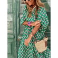 thumbnail image 4 of Kishawna Womens Boho Floral Puff Sleeve Tiered Maxi Dress Long Dresses, 4 of 6