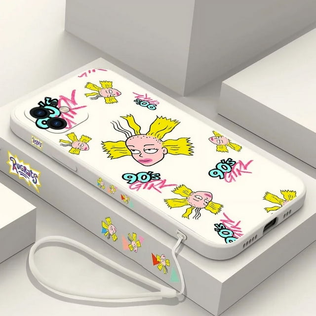 Funny R-Rugrats Phone Case For iPhone 15 14 13 12 11 Pro Max Mini X XR XS MAX 8 7 Plus 6 6S Plus Silicone Cases with Hand Strap ZBGDB-13C2341302 For iPhone 11