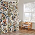 thumbnail image 4 of Blue Green Flower Shower Curtain, Watercolor Abstract Paisley Bohemia Texture Waterproof Shower Curtain Set with 12 Hooks Lightweight Bath Curtains Fabric Bathroom Decor 72x84 Inches, 4 of 9