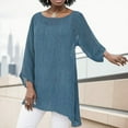 thumbnail image 2 of Womens Tops Plus Plus Size Long Sleeve Irregular Hem Baggy Blouse Shirt Summer Tunic Tops Blue XXXL, 2 of 5