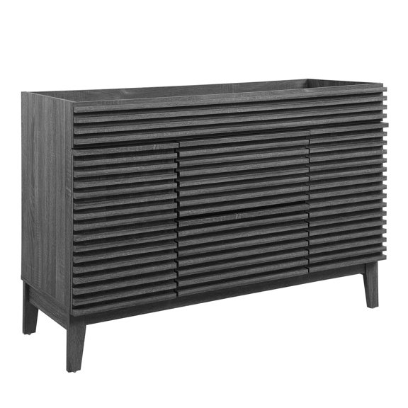 Vanity Cabinet (Sink not included), Dark Grey Gray, Wood, Mid Century Hotel Bedroom Bathroom, Modern Contemporary HB33347