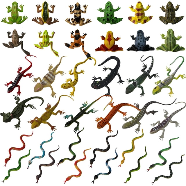 Juego de juguetes PPXMEEUDC 36 de plástico para reptiles, serpientes, lagartos, ranas, niños