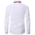 thumbnail image 3 of TANSILING Men's White Tuxedo Dress Shirt with Red Bow Tie, Pleated Front, French Cuff Formal Wedding Shirt, 3 of 6