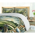 thumbnail image 5 of Ambesonne Golf Themed Duvet Cover Set, Classicism Painting, King, Fern Green Blue and Mustard, 5 of 6