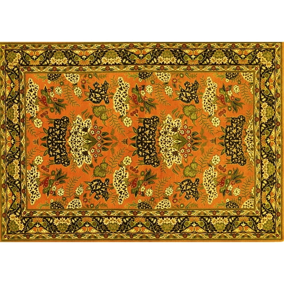 Ahgly Company Indoor Rectangle Persian Yellow Traditional Area Rugs, 5' x 7'