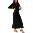 thumbnail image 4 of INSPIRAR CHIC Conjunto de Vestido de Dos Piezas para Mujeres, Vestido A-Line de Manga Larga con Frente Torcido, XL Negro, 4 of 5